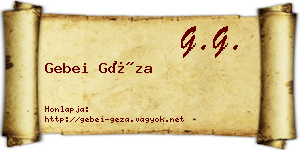 Gebei Géza névjegykártya